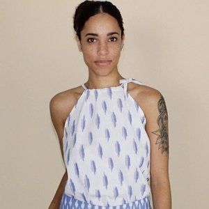 Passion Lilie Ikat Cotton Cross Back Top L NWT